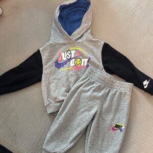 Nike Gray and Black Kids Hoodie Set